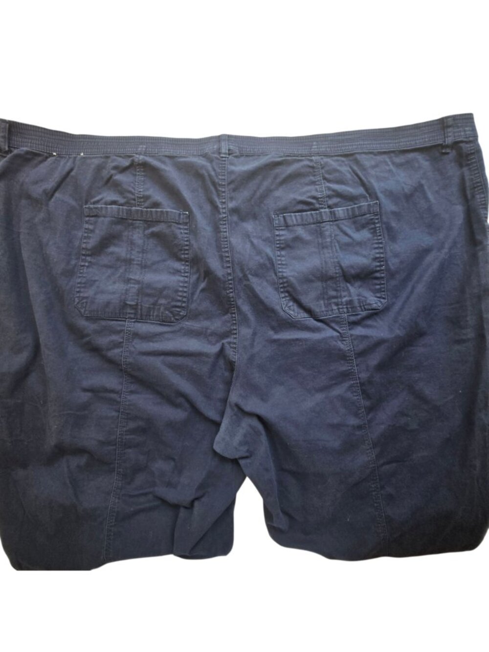 Catherines Womens Plus Size 5X Stretch Cotton Capri Pants Drawstring Navy Blue - Picture 4 of 16